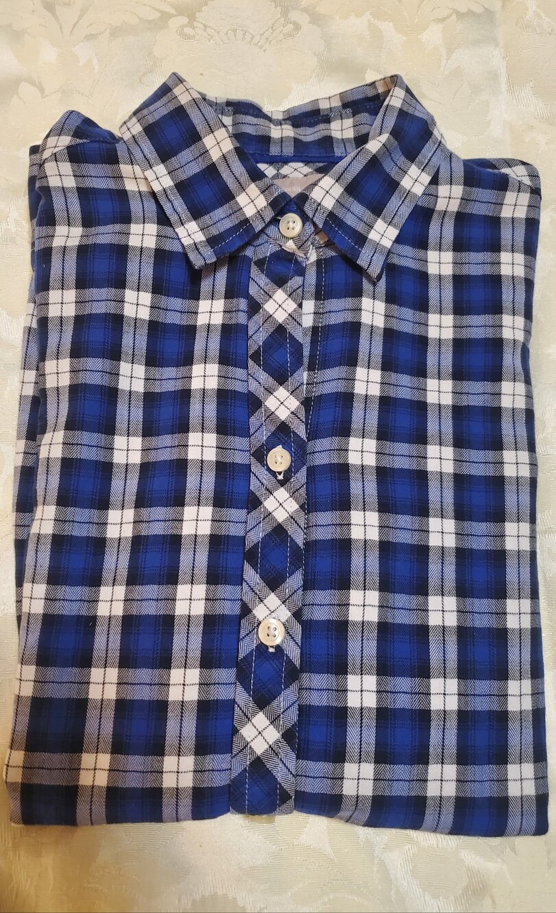 Banana Republic Navy Plaid Womens XXS (Extra Extra Small) Button Down Blouse